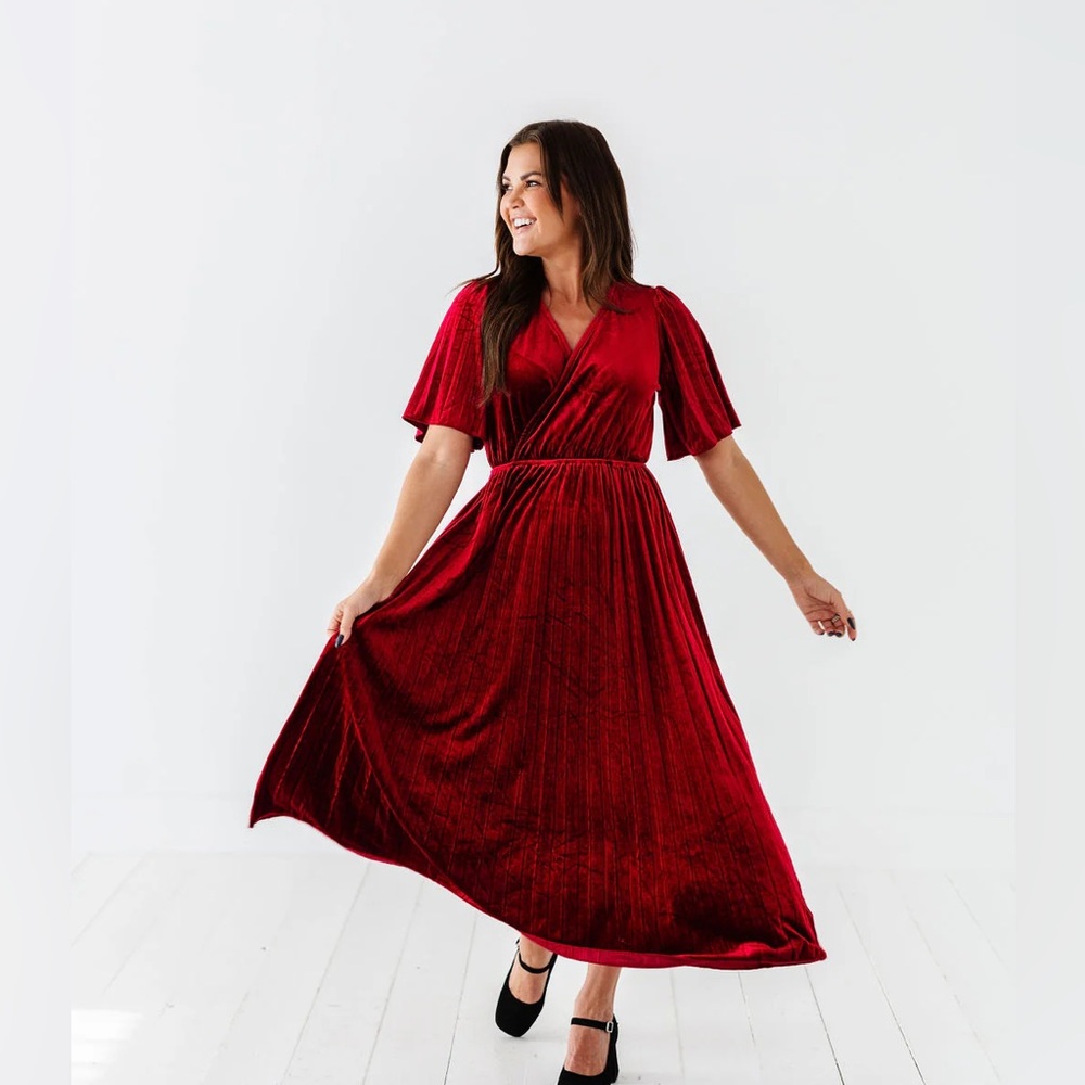 Polagram Red Velvet Dress